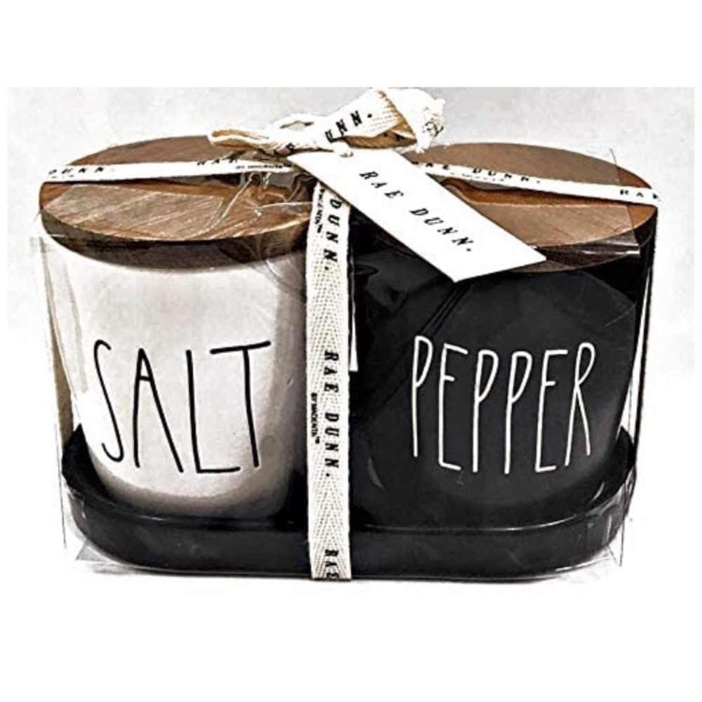 Rae Dunn SALT & PEPPER Cellars Black & White RARE